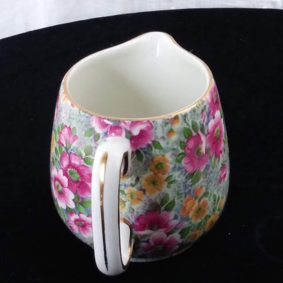 Vintage English Bone China Creamer & Glass Mini-Vase Set - Picture 3 of 6